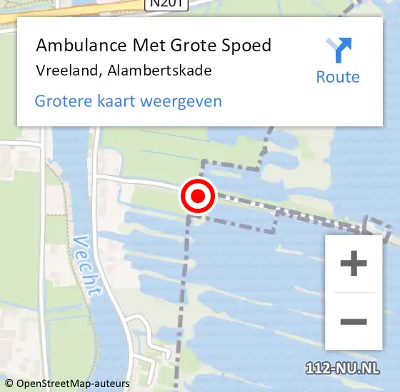 Locatie op kaart van de 112 melding: Ambulance Met Grote Spoed Naar Vreeland, Alambertskade op 22 december 2024 10:38