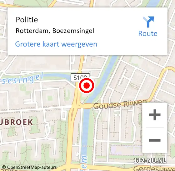 Locatie op kaart van de 112 melding: Politie Rotterdam, Boezemsingel op 22 december 2024 10:47