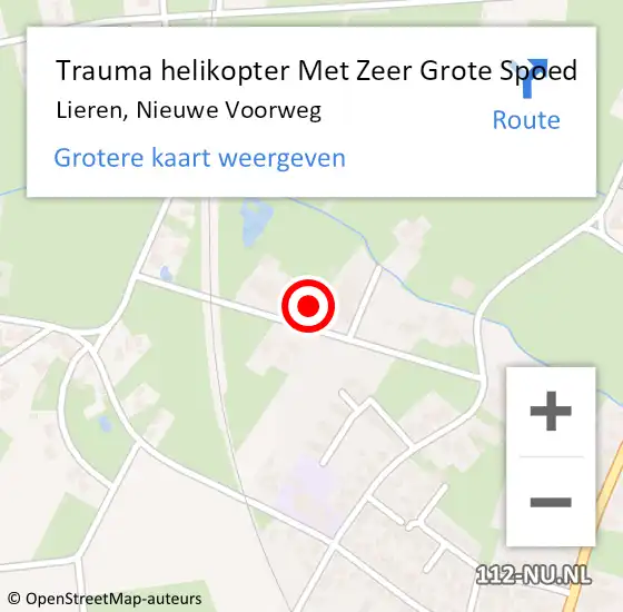 Locatie op kaart van de 112 melding: Trauma helikopter Met Zeer Grote Spoed Naar Lieren, Nieuwe Voorweg op 22 december 2024 11:00