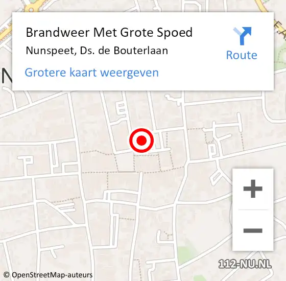 Locatie op kaart van de 112 melding: Brandweer Met Grote Spoed Naar Nunspeet, Ds. de Bouterlaan op 22 december 2024 11:14