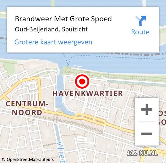 Locatie op kaart van de 112 melding: Brandweer Met Grote Spoed Naar Oud-Beijerland, Spuizicht op 22 december 2024 11:24