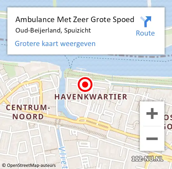 Locatie op kaart van de 112 melding: Ambulance Met Zeer Grote Spoed Naar Oud-Beijerland, Spuizicht op 22 december 2024 11:25