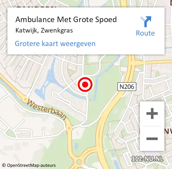 Locatie op kaart van de 112 melding: Ambulance Met Grote Spoed Naar Katwijk, Zwenkgras op 22 december 2024 11:29