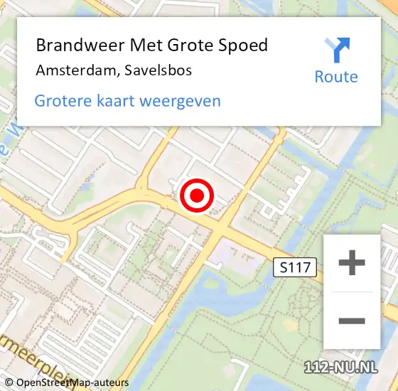 Locatie op kaart van de 112 melding: Brandweer Met Grote Spoed Naar Amsterdam, Savelsbos op 22 december 2024 11:38