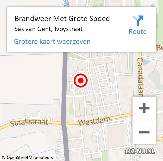 Locatie op kaart van de 112 melding: Brandweer Met Grote Spoed Naar Sas van Gent, Ivoystraat op 22 december 2024 11:45