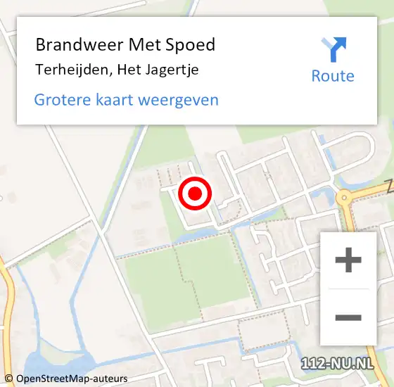 Locatie op kaart van de 112 melding: Brandweer Met Spoed Naar Terheijden, Het Jagertje op 22 december 2024 12:09