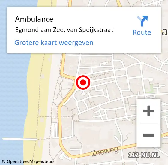 Locatie op kaart van de 112 melding: Ambulance Egmond aan Zee, van Speijkstraat op 31 oktober 2014 10:10