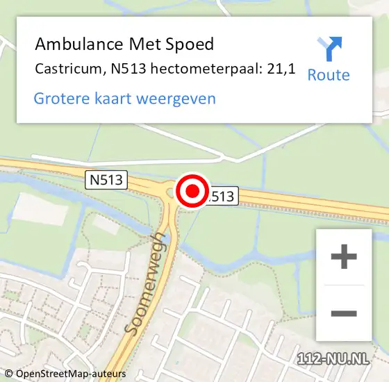 Locatie op kaart van de 112 melding: Ambulance Met Spoed Naar Castricum, N513 hectometerpaal: 21,1 op 22 december 2024 12:30