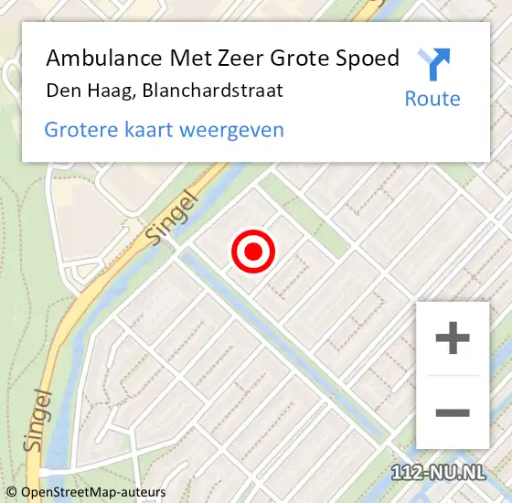 Locatie op kaart van de 112 melding: Ambulance Met Zeer Grote Spoed Naar Den Haag, Blanchardstraat op 22 december 2024 12:38