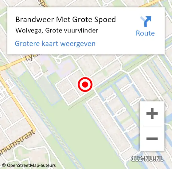 Locatie op kaart van de 112 melding: Brandweer Met Grote Spoed Naar Wolvega, Grote vuurvlinder op 22 december 2024 12:58