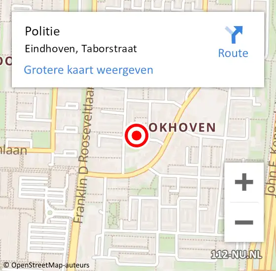 Locatie op kaart van de 112 melding: Politie Eindhoven, Taborstraat op 22 december 2024 13:18