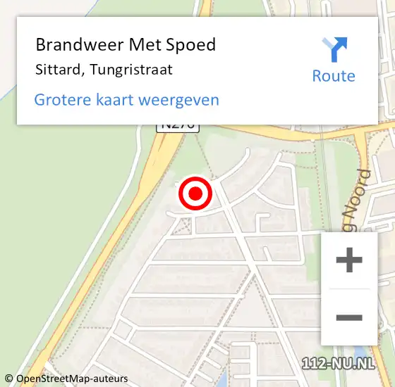 Locatie op kaart van de 112 melding: Brandweer Met Spoed Naar Sittard, Tungristraat op 22 december 2024 13:39