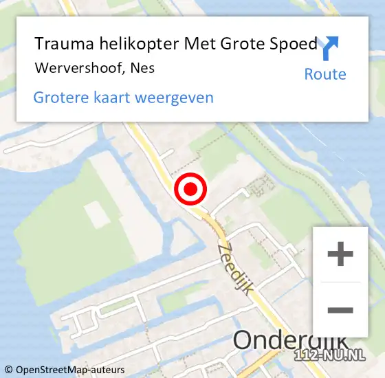 Locatie op kaart van de 112 melding: Trauma helikopter Met Grote Spoed Naar Wervershoof, Nes op 22 december 2024 13:47