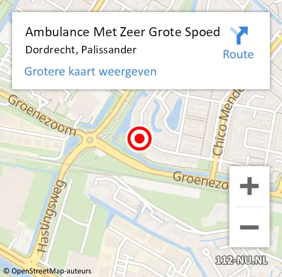 Locatie op kaart van de 112 melding: Ambulance Met Zeer Grote Spoed Naar Dordrecht, Palissander op 22 december 2024 14:06