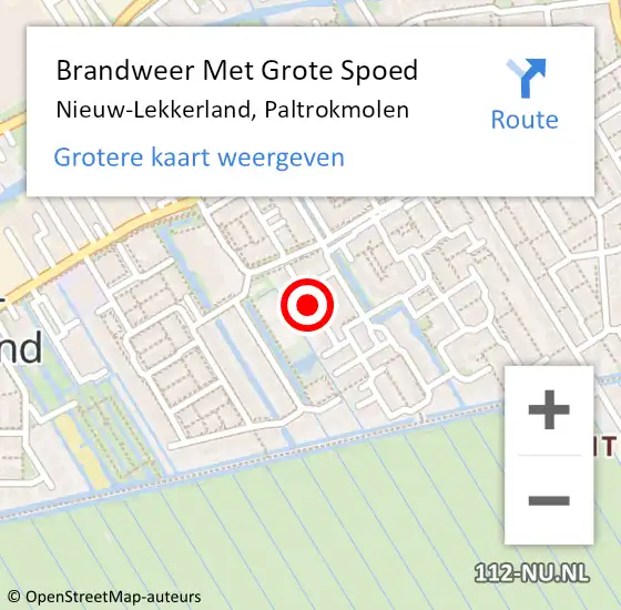 Locatie op kaart van de 112 melding: Brandweer Met Grote Spoed Naar Nieuw-Lekkerland, Paltrokmolen op 22 december 2024 14:07