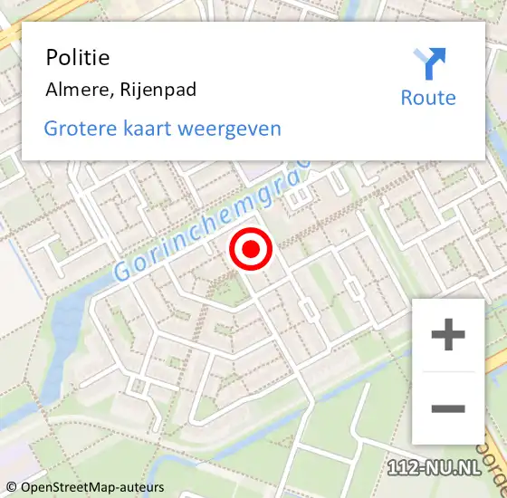 Locatie op kaart van de 112 melding: Politie Almere, Rijenpad op 22 december 2024 14:14