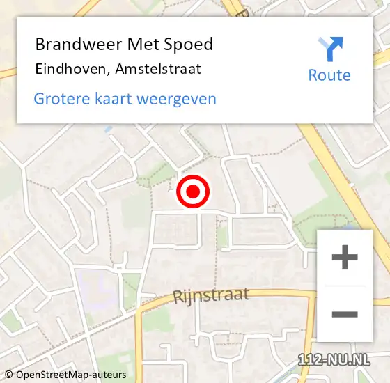 Locatie op kaart van de 112 melding: Brandweer Met Spoed Naar Eindhoven, Amstelstraat op 22 december 2024 14:20