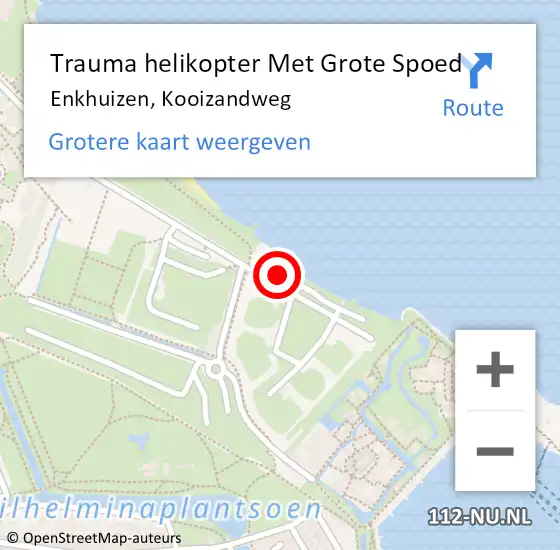 Locatie op kaart van de 112 melding: Trauma helikopter Met Grote Spoed Naar Enkhuizen, Kooizandweg op 22 december 2024 14:38