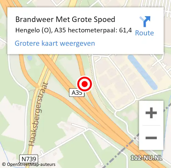 Locatie op kaart van de 112 melding: Brandweer Met Grote Spoed Naar Hengelo (O), A35 hectometerpaal: 61,4 op 22 december 2024 14:39