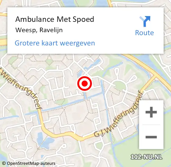 Locatie op kaart van de 112 melding: Ambulance Met Spoed Naar Weesp, Ravelijn op 31 oktober 2014 10:21