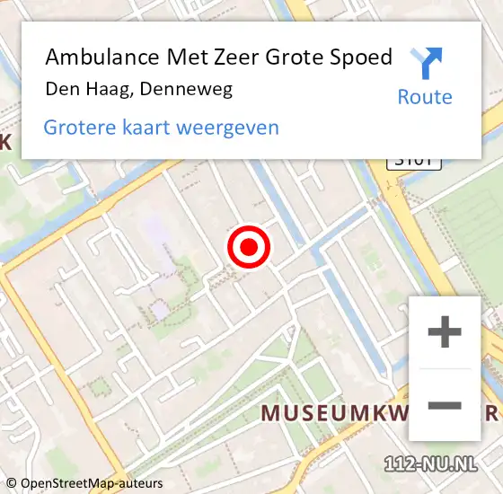 Locatie op kaart van de 112 melding: Ambulance Met Zeer Grote Spoed Naar Den Haag, Denneweg op 22 december 2024 14:53