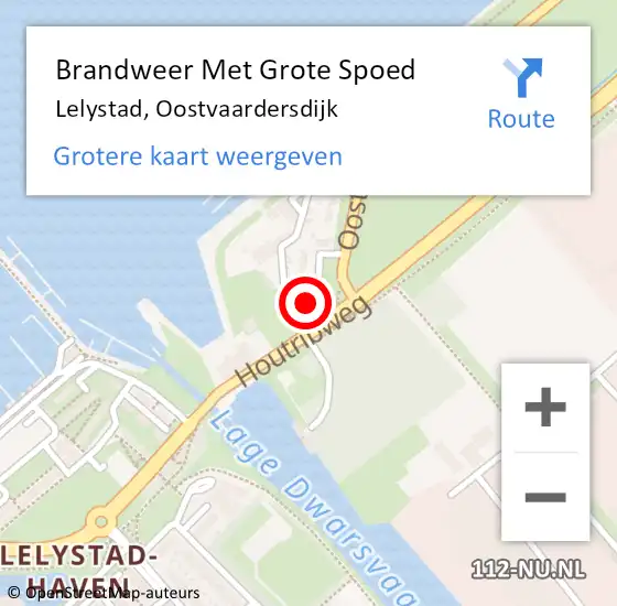 Locatie op kaart van de 112 melding: Brandweer Met Grote Spoed Naar Lelystad, Oostvaardersdijk op 22 december 2024 15:00