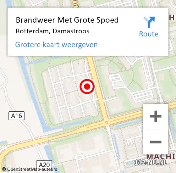 Locatie op kaart van de 112 melding: Brandweer Met Grote Spoed Naar Rotterdam, Damastroos op 22 december 2024 15:10