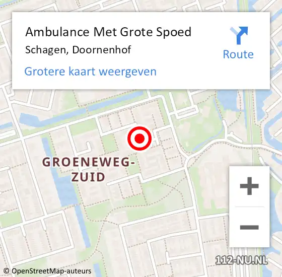 Locatie op kaart van de 112 melding: Ambulance Met Grote Spoed Naar Schagen, Doornenhof op 22 december 2024 15:16