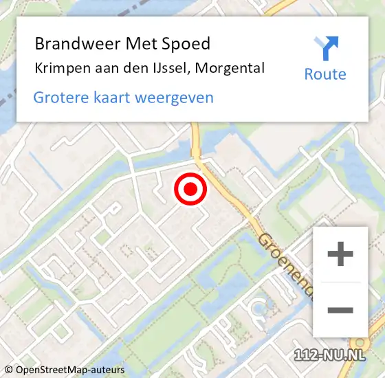 Locatie op kaart van de 112 melding: Brandweer Met Spoed Naar Krimpen aan den IJssel, Morgental op 22 december 2024 15:19