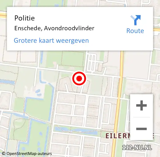 Locatie op kaart van de 112 melding: Politie Enschede, Avondroodvlinder op 22 december 2024 15:20