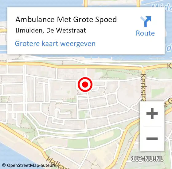 Locatie op kaart van de 112 melding: Ambulance Met Grote Spoed Naar IJmuiden, De Wetstraat op 22 december 2024 15:28