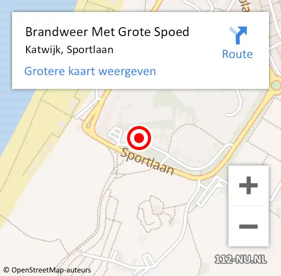 Locatie op kaart van de 112 melding: Brandweer Met Grote Spoed Naar Katwijk, Sportlaan op 22 december 2024 15:30