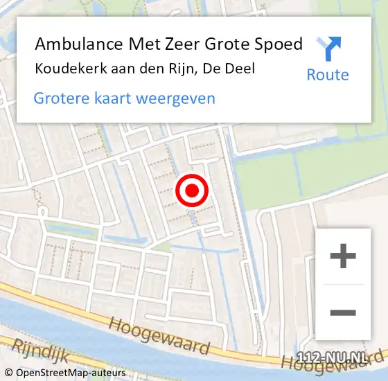 Locatie op kaart van de 112 melding: Ambulance Met Zeer Grote Spoed Naar Koudekerk aan den Rijn, De Deel op 22 december 2024 15:32