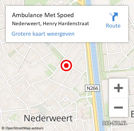 Locatie op kaart van de 112 melding: Ambulance Met Spoed Naar Nederweert, Henry Hardenstraat op 22 december 2024 15:44