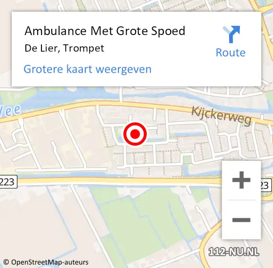 Locatie op kaart van de 112 melding: Ambulance Met Grote Spoed Naar De Lier, Trompet op 22 december 2024 15:53