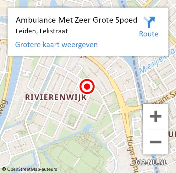 Locatie op kaart van de 112 melding: Ambulance Met Zeer Grote Spoed Naar Leiden, Lekstraat op 22 december 2024 16:02