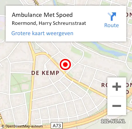 Locatie op kaart van de 112 melding: Ambulance Met Spoed Naar Roermond, Harry Schreursstraat op 22 december 2024 16:10