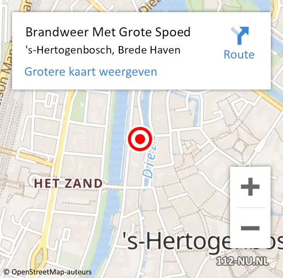 Locatie op kaart van de 112 melding: Brandweer Met Grote Spoed Naar 's-Hertogenbosch, Brede Haven op 22 december 2024 16:23