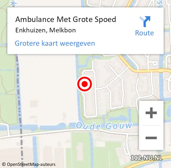 Locatie op kaart van de 112 melding: Ambulance Met Grote Spoed Naar Enkhuizen, Melkbon op 22 december 2024 16:35