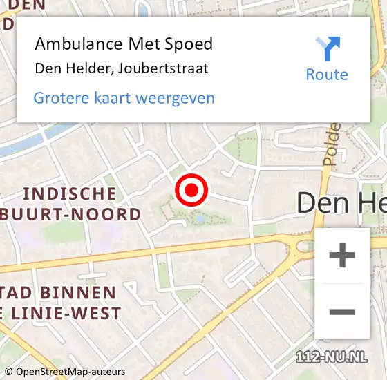 Locatie op kaart van de 112 melding: Ambulance Met Spoed Naar Den Helder, Joubertstraat op 22 december 2024 16:52