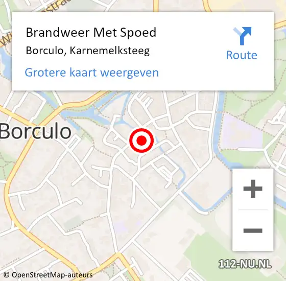 Locatie op kaart van de 112 melding: Brandweer Met Spoed Naar Borculo, Karnemelksteeg op 22 december 2024 16:55