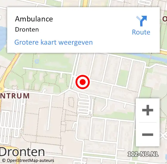 Locatie op kaart van de 112 melding: Ambulance Dronten op 22 december 2024 17:01