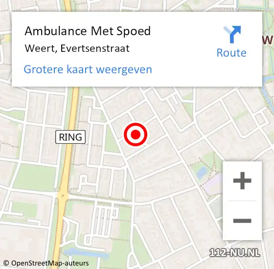 Locatie op kaart van de 112 melding: Ambulance Met Spoed Naar Weert, Evertsenstraat op 22 december 2024 17:21