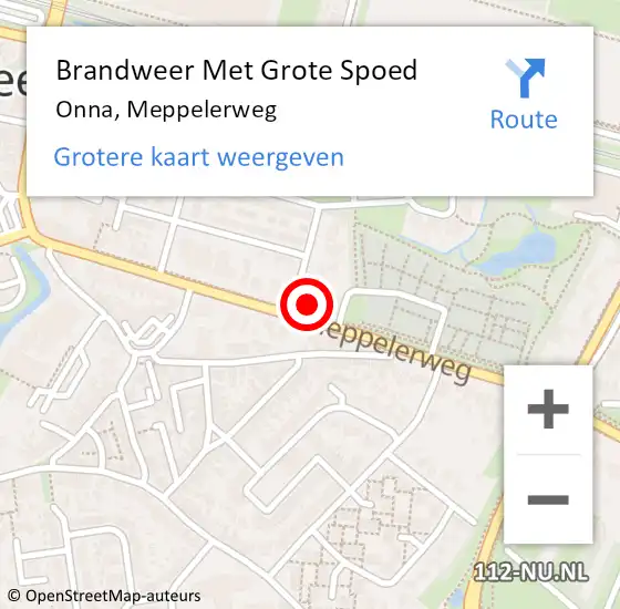 Locatie op kaart van de 112 melding: Brandweer Met Grote Spoed Naar Onna, Meppelerweg op 22 december 2024 17:27