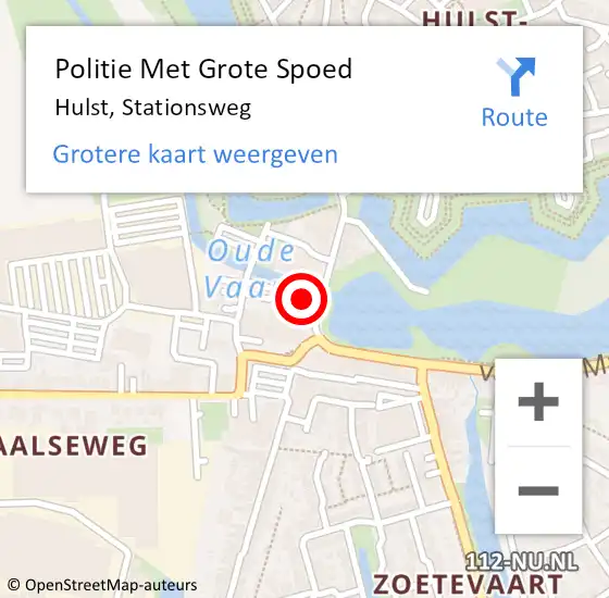 Locatie op kaart van de 112 melding: Politie Met Grote Spoed Naar Hulst, Stationsweg op 22 december 2024 17:37