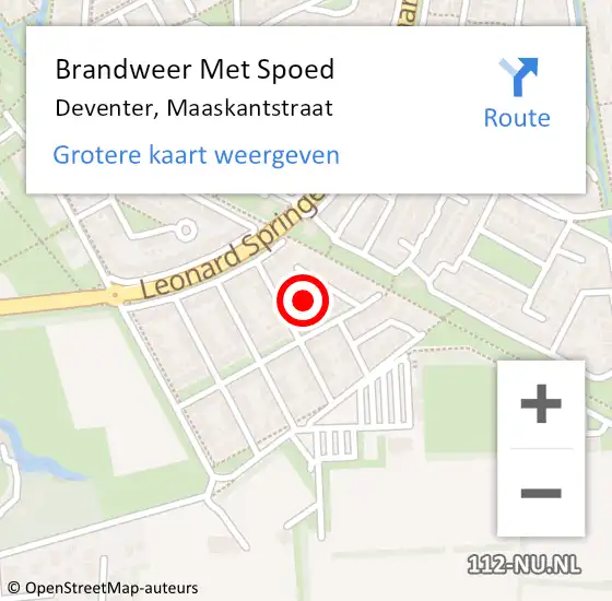 Locatie op kaart van de 112 melding: Brandweer Met Spoed Naar Deventer, Maaskantstraat op 22 december 2024 17:42