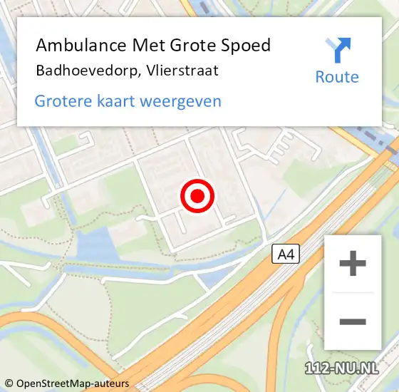 Locatie op kaart van de 112 melding: Ambulance Met Grote Spoed Naar Badhoevedorp, Vlierstraat op 22 december 2024 18:02