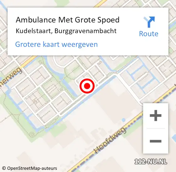 Locatie op kaart van de 112 melding: Ambulance Met Grote Spoed Naar Kudelstaart, Burggravenambacht op 22 december 2024 18:04