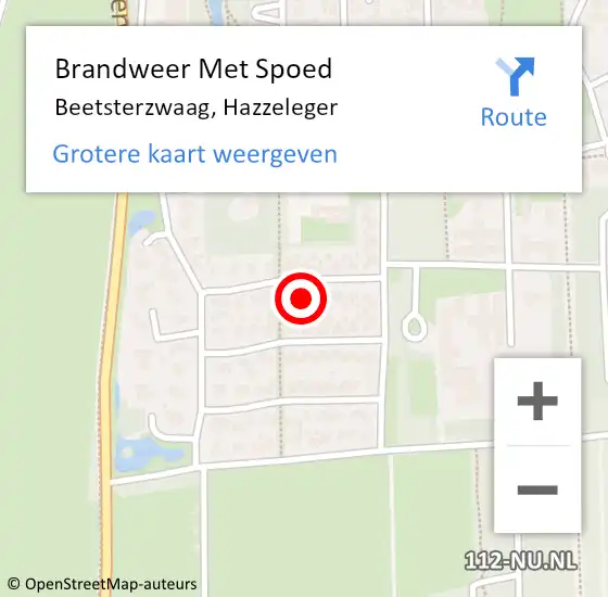 Locatie op kaart van de 112 melding: Brandweer Met Spoed Naar Beetsterzwaag, Hazzeleger op 22 december 2024 18:09