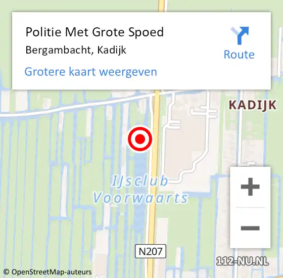 Locatie op kaart van de 112 melding: Politie Met Grote Spoed Naar Bergambacht, Kadijk op 22 december 2024 18:10